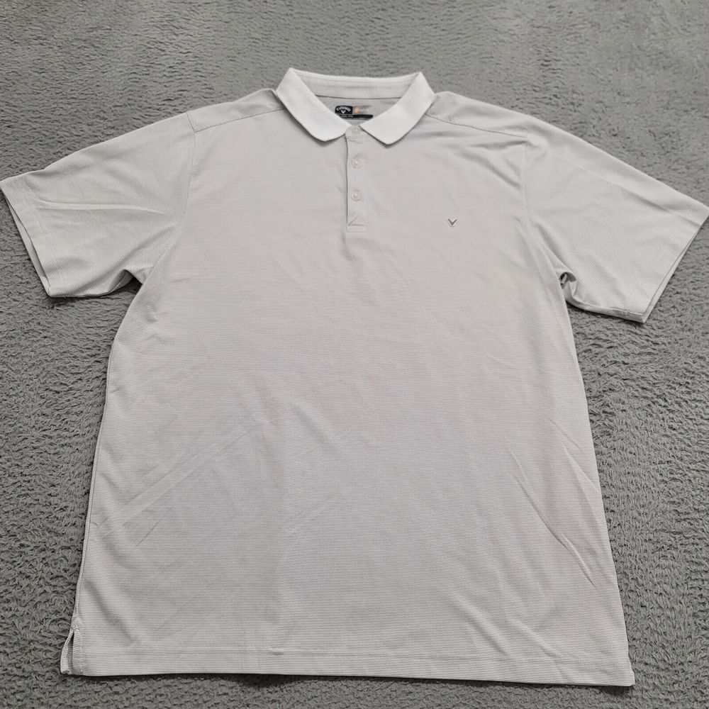 Callaway Shirt Mens XXL White Gray Opti Dri Polo Golf Rugby Outdoors Casual Logo